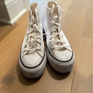 White Converse Platform High Top Size 6